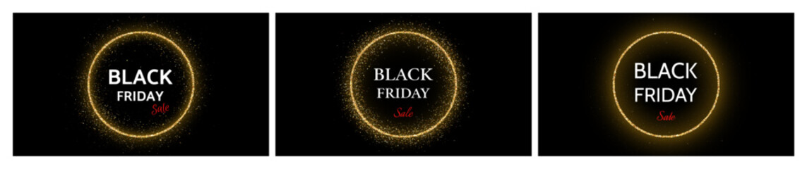 Black Friday inscription on gold glitter frame