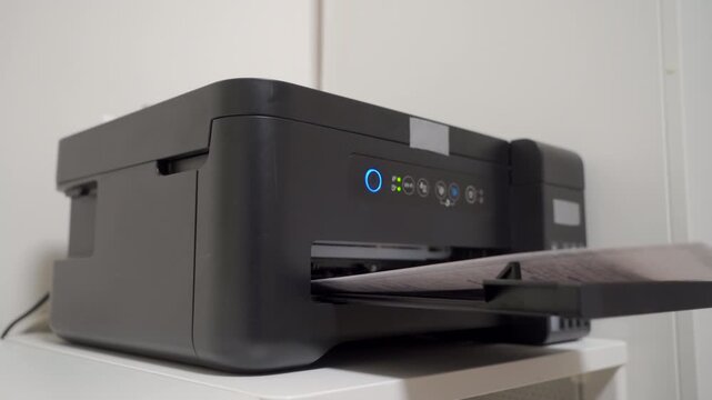 Important Document is Ready: Printer Whirs and Feeds Paper with Purpose
