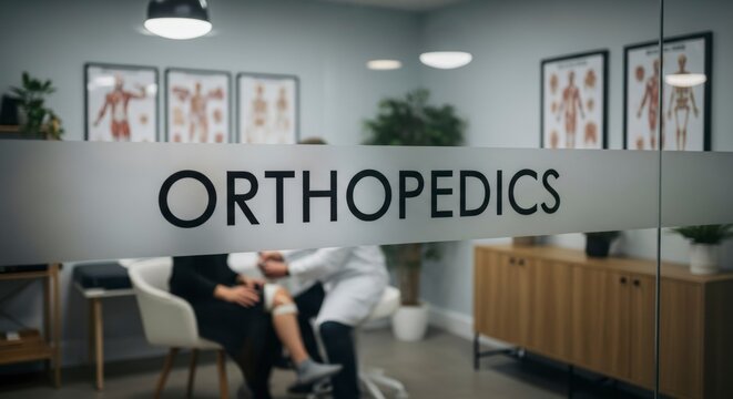 Orthopedics Consultation: An inviting, modern orthopedics clinic is presented, focusing on diagnosis and treatment