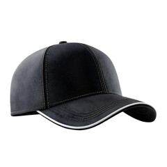 Fototapeta premium Dark patterned baseball cap with white trim isolated on transparent background