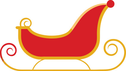 red santa sleigh with curved runners and decorative design