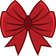 red ribbon bow with flowing tails decoration