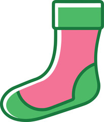 pink sock with white details and decorative pattern