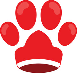 red paw print with four toes animal track