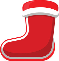 red christmas boot stocking with white fur cuff