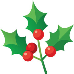 green holly leaves with red berries christmas symbol