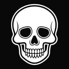 Obraz premium Simple white skull illustration on black background