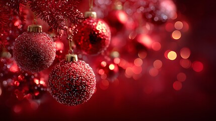 red christmas balls on black background