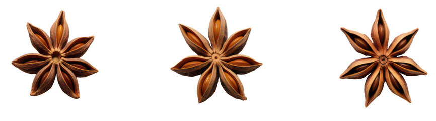 Three Star Anise Pods isolated on transparent background Remove png