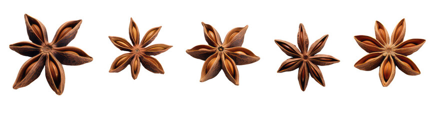 Three Star Anise Pods isolated on transparent background Remove png
