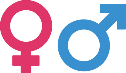  Male and female gender symbol on transparent background