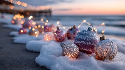 christmas lights on the beach