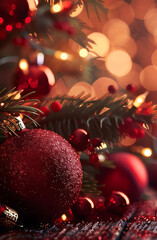 Beautiful sparkling Christmas ornament shining brightly on festive holiday tree