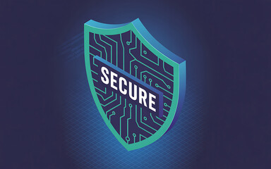 Shield secure protection against cybercrime to prevent virus attack and provide safety firewall technology