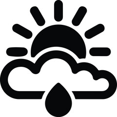 Sun behind cloud with rain drop icon weather forecast