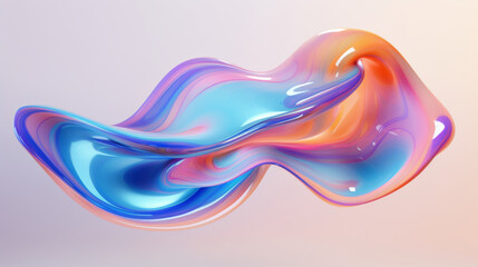 Futuristic holographic liquid shapes on a light background representing motion and sophistication