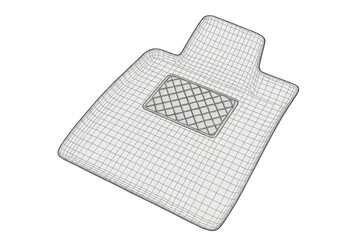 Car floor mat wireframe engineering design. Automotive interior part 3d mesh modeling. Technical diagram