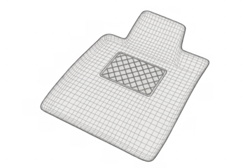Car floor mat wireframe engineering design. Automotive interior part 3d mesh modeling. Technical diagram