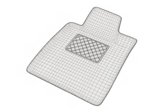 Car floor mat wireframe engineering design. Automotive interior part 3d mesh modeling. Technical diagram