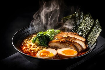 Hot spicy ramen with steaming broth