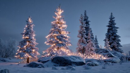 christmas tree in snow