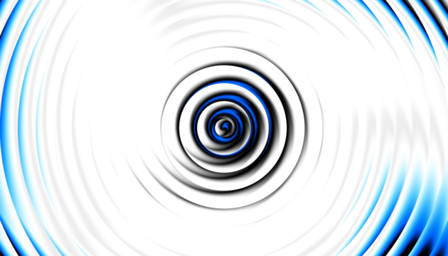 Blue ripple glass texture abstract gradient background with optical circle wave pattern. Overlay illustration on transparent background