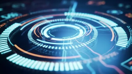 Futuristic digital HUD interface with glowing circular data panels, Modern cyber technology and information analysis concept.Futuristic hud interface analysis and glowing digital blue . - Powered by Adobe