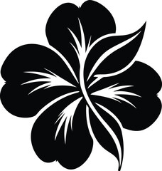 Black hibiscus flower silhouette isolated on white background