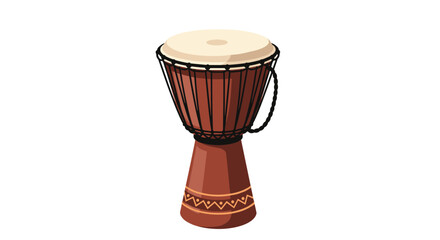 An artistic pixelated representation of a traditional djembe drum with intricate geometric patterns on its base.