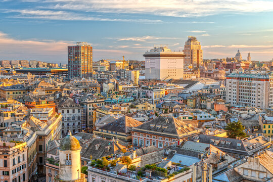 Genoa, Liguria, Italy Downtown City Skyline 940