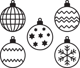 Christmas Ball Silhouette Vector Set for Festive Ornament Design