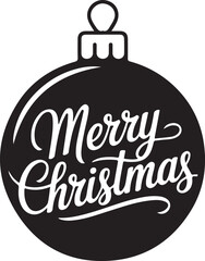 Elegant Black Christmas Ball with Merry Christmas Lettering