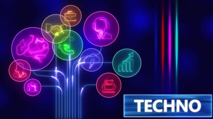 Futuristic technology network connections glowing neon icons abstract concept digital innovation data flow communication network system growth strategy light streaks - Powered by Adobe