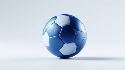 A striking blue and white soccer ball against a clean, bright background. Ideal for illustrating sports, teamwork, competition, or healthy lifestyle themes in advertising or editorial content.