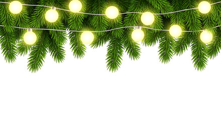 Christmas Lights on Evergreen Branches Garland string lights