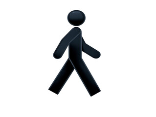 Walking person icon black stick figure simple silhouette isolated on transparent background minimal design suitable for signage direction or infographic use