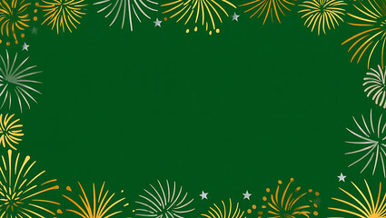 A festive fireworks frame on a green background for the International Day of Persons with Disabilities, a celebratory design for awareness and inclusion