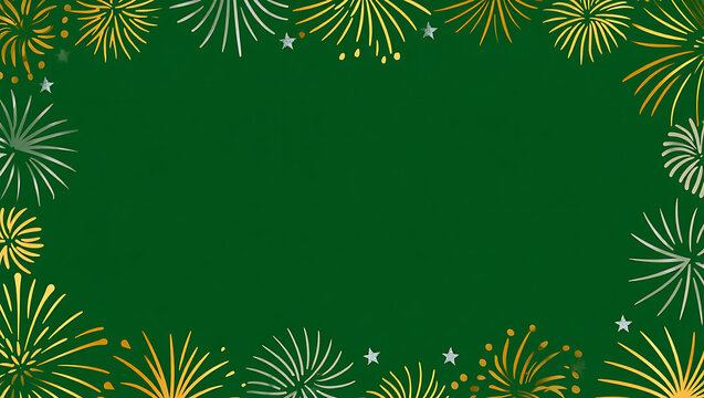 A festive fireworks frame on a green background for the International Day of Persons with Disabilities, a celebratory design for awareness and inclusion