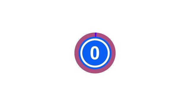 Five seconds countdown animation on solid background. 5 to 0 seconds motion graphic video.