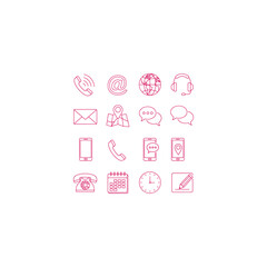 Set of contact and communication icons isolated on white background