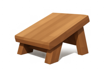 Wooden footrest or small bench providing comfort and posture support at home or office, minimalist brown furniture design