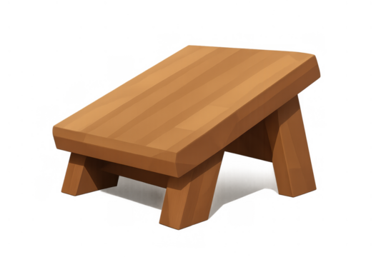 Wooden footrest or small bench providing comfort and posture support at home or office, minimalist brown furniture design