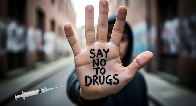 text say no to drugs international day against drug abuse and illicit trafficking world mental health day global event	
