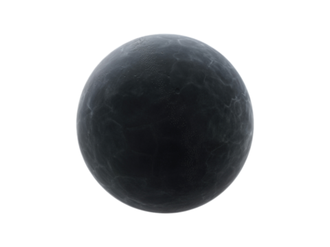 Dark sphere isolated on transparent background, abstract and mysterious concept