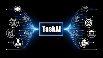 task ai network, business and technology concept on black background  - Powered by Adobe