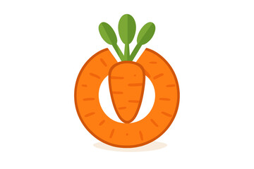 Stylized carrot icon design featuring a circular slice element