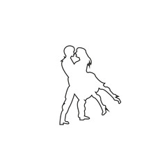 Couple Kisses One Line Art