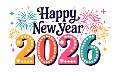 2026 happy new year text effect design