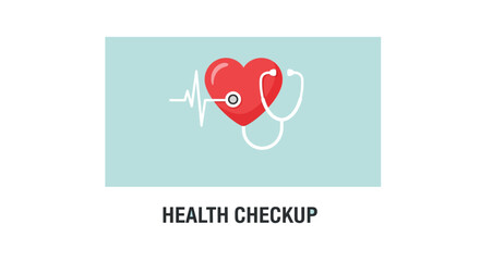 A vibrant red heart with a stethoscope representing healthcare and wellness silhouette