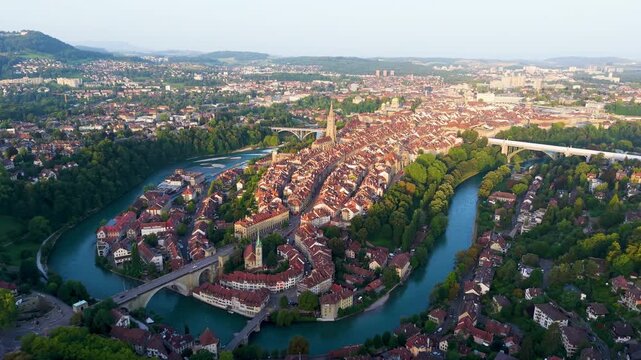 aerial view of Beauty Bern, Switzerlands. Historic Cityscape